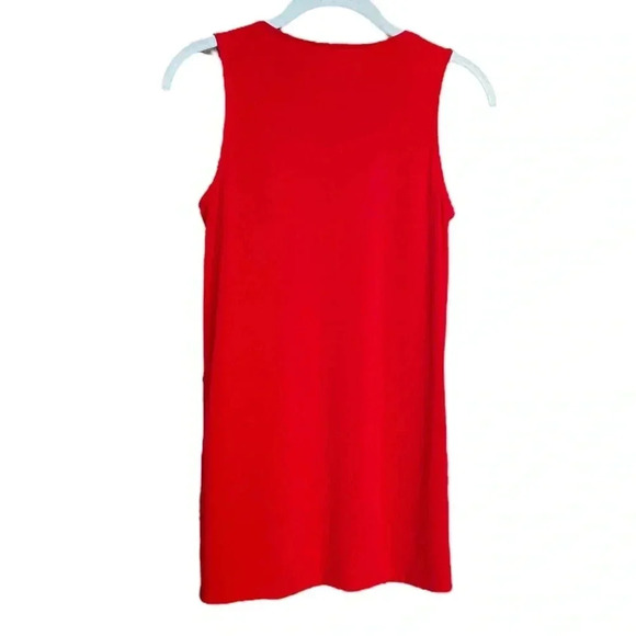 MICHAEL KORS Red Sleeveless Stretchy Blouse V-Neck w/ Silver Chain Detail - Picture 2 of 8